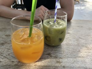 Orange Juice and (forgot name) cocktail at Green Kukunari in Crete