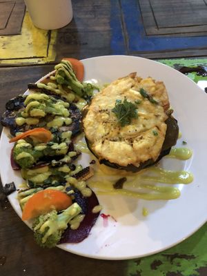 Plantain bun burger  at Tostometro in Granada