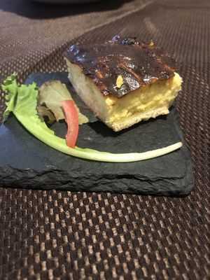 They brought this out for free - vegan - idk what it is, potato? at Muà in Genoa