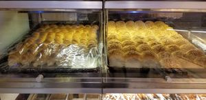 Fresh vegan croissants and bread. at Sù Bǐng Fāng 素饼坊 in Kunming