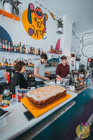 Pop'n'Art 2nd birthday vegan birthday cake!  at Pop'n'Art in Lodz