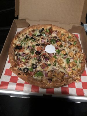 1/2 Tikka Masala Veggie and 1/2 Indian Veggie at Pizza Twist in Arlington