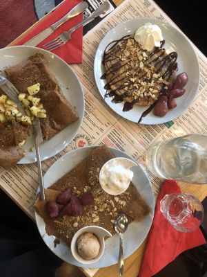 Left and bottom fishes are vegan   at Crêperie Rouge Délice in Grenoble