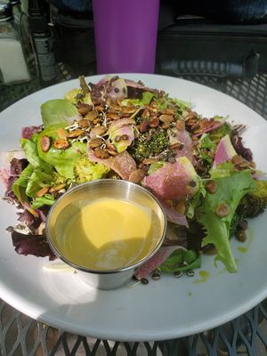 Omg! Delicious and healthy. Roasted broccoli salad in a beautiful courtyard. Heaven. at Indian Gardens in Sedona