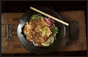 tofu peanut bowl at Bun Mee in San Francisco
