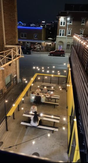 Outside seating area also has upstairs  at Melt Ice Creams in Fort Worth