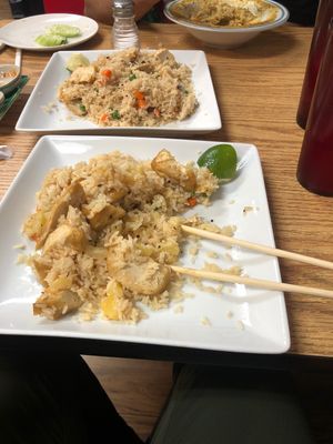 Pineapple Fried right (mild). Regular Fried Rice (spicy). Yellow Curry ( Thai Spicy)  at Little Thai in Harker Heights