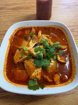 Tom yum soup with noodles at Little Thai in Harker Heights