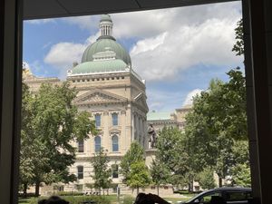View from our table of the capitol building. I had already demolished my food at this point.  at Café Patachou - Washington St in Indianapolis