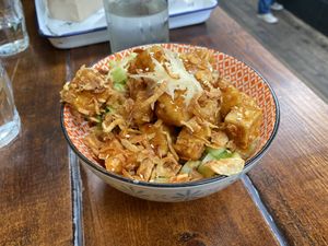Poke bowl with crispy tofu  at The Shed in Tofino