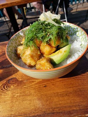 Vegan Poke Bowl (sub tuna for tofu) at The Shed in Tofino
