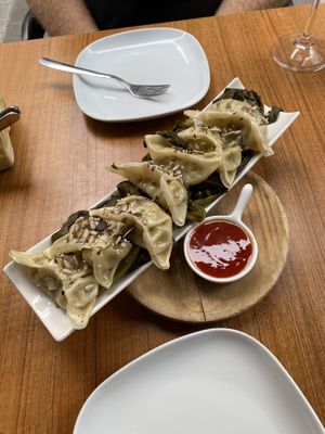 Gyozas de verduras con grelos  at Rincon de Alba in A Coruna