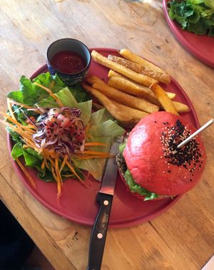 Veggie burger  at Bouang  in Luang Prabang
