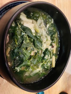 Orlam. Lao green leaf soup with lemongrass and wood pieces for taste!  at Bouang  in Luang Prabang