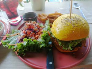 Jackfruit burger at Bouang  in Luang Prabang
