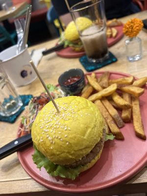 Vegan Jackfruit burger  at Bouang  in Luang Prabang