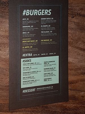 Menu at BB52 Burgers in Canggu