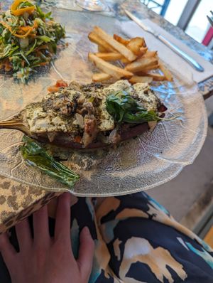 Roasted aubergine at Espiritu Libre in Mallorca