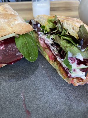 Vegan deluxe burger   at Cafe 228 in Adelaide