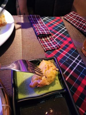 Veggie samosa and dipping sauces at Goa in Phan Thiet