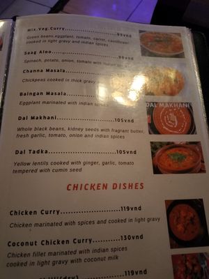 Vegetarian menu at Goa in Phan Thiet