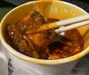 Mantou dipped in chilli crab sauce  at Greendot 绿一点 - Bishan in Central Singapore