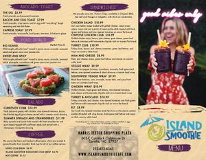 Menu Outside at Island Smoothie Cafe in Corolla