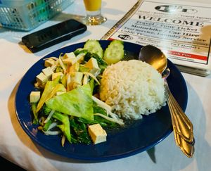 Stirfried vegetables. at P & T Hostel in Koh Samui