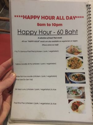 Menu at P & T Hostel in Koh Samui