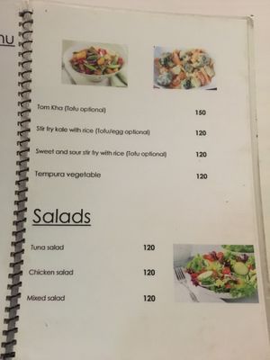 Menu at P & T Hostel in Koh Samui