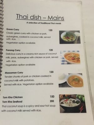 Menu at P & T Hostel in Koh Samui