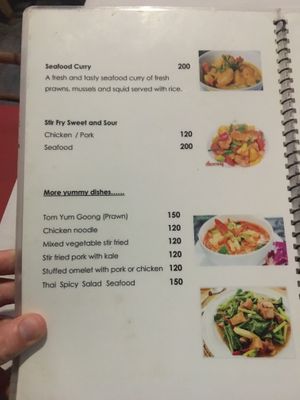 Menu at P & T Hostel in Koh Samui