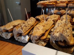 Tofu sausage pinxos at Geltoki in Pamplona