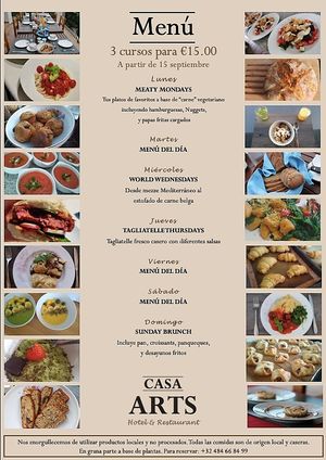 Menu Spanish at Casa Arts in Malaga