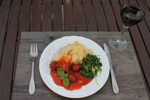 Mash and meatballs at Casa Arts in Malaga