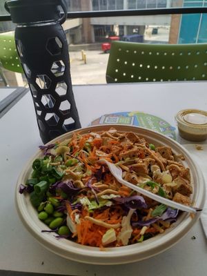 Filling Spicy Thai salad with organic tofu. at PHL - Currito - TD in Philadelphia