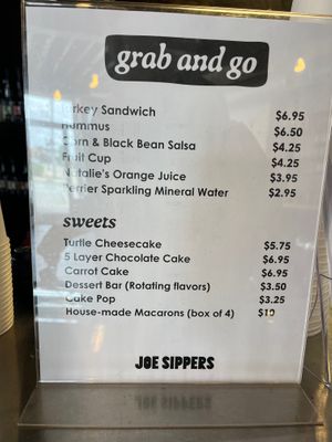 Grab & go menu at Joe Sippers Cafe in Effingham