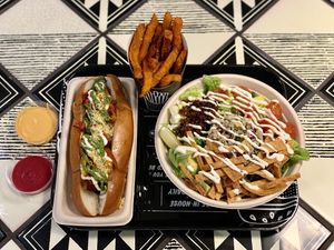 Burger & salad at By Chloe - Oxford Circus in London