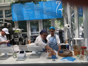 Peace Garden, view from inside at Peace Garden Cafe in New York City