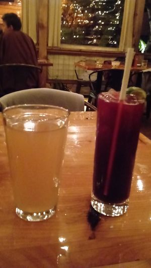 Drinks were good - organic kombucha on left and chicha morada on right.  at Mas Masa in Fairfax