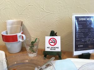 side of table at Greens Vegetarian Dishes in Osaka