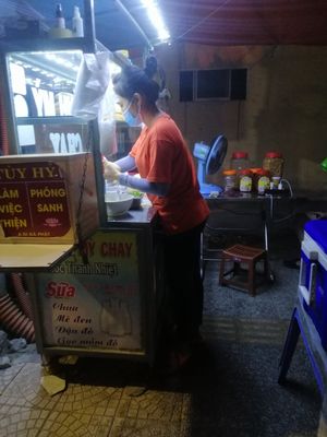 The owner is so friendly at Banh My Chay -  Le Dinh Ly in Da Nang