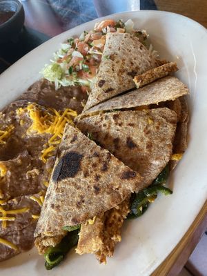 Vegan Quesadilla with Beans on the side  at El Sarape in Olympia
