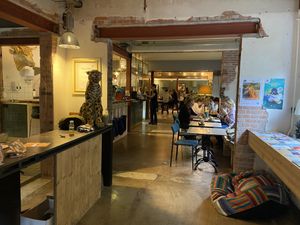 Restaurant area, view from the entrance at De Groene Afslag in Bussum