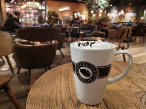 Vegan Rocky road latte, with soy milk and soy cream. at Espresso House in Lulea