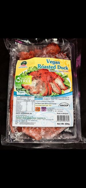 Vincent vegetarian branded mock duck. at Vincent's Marketplace in Fitzroy
