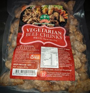 Vincent branded mock beef chunks at Vincent's Marketplace in Fitzroy