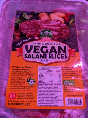 Vegan salami at Vincent's Marketplace in Fitzroy
