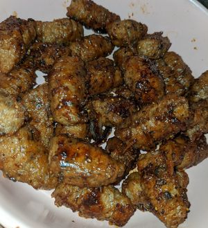 Vegan Mock beef chunks at Vincent's Marketplace in Fitzroy