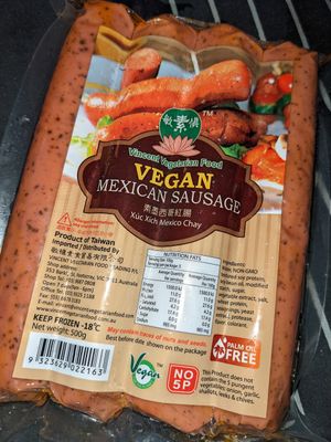 Vegan Mexican sausage at Vincent's Marketplace in Fitzroy